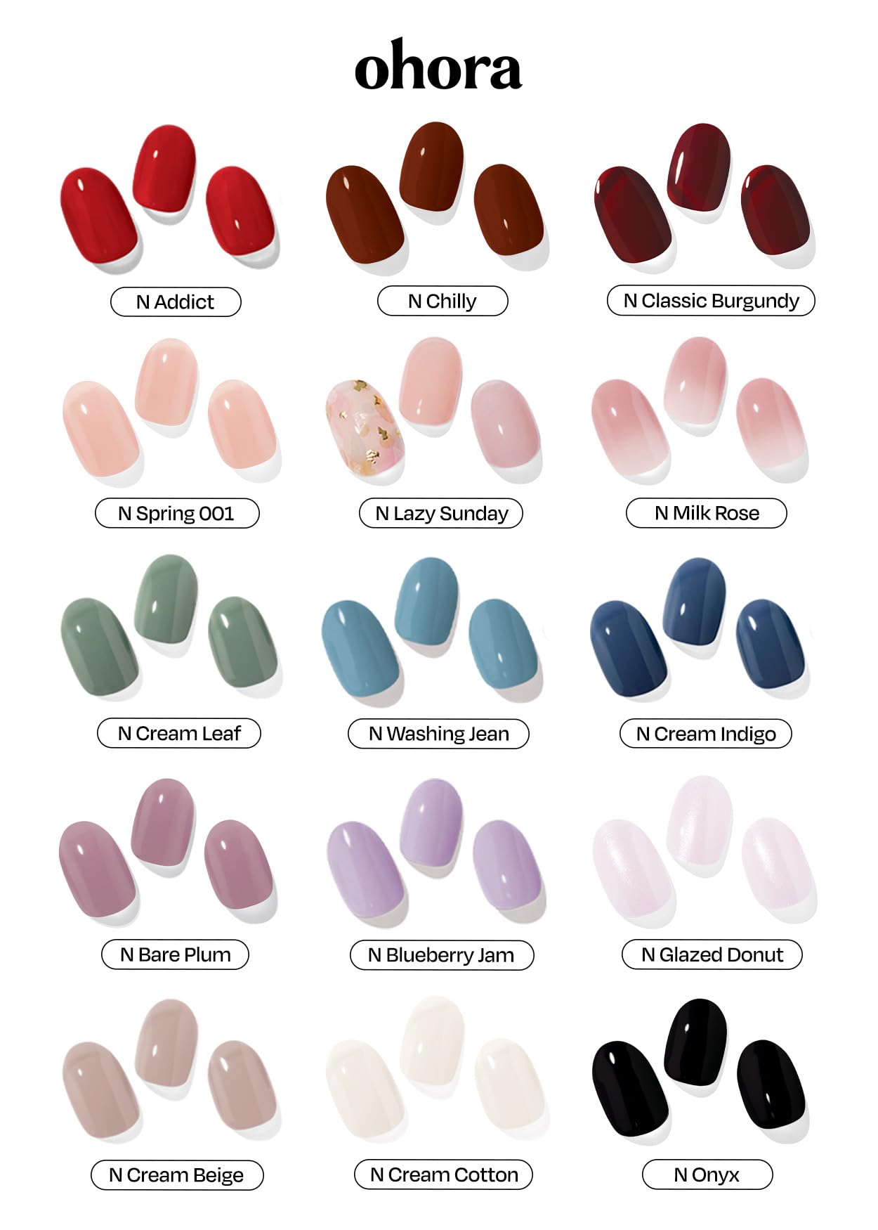 ohora Bundle Set (N Addict Starter Kit) - Red Solid Gel Nail Strips with UV/LED Lamp and Mini Remover, Salon-Quality, Long Lasting, Easy to Apply & Remove - Includes Prep Pads, Nail File, Wooden Stick