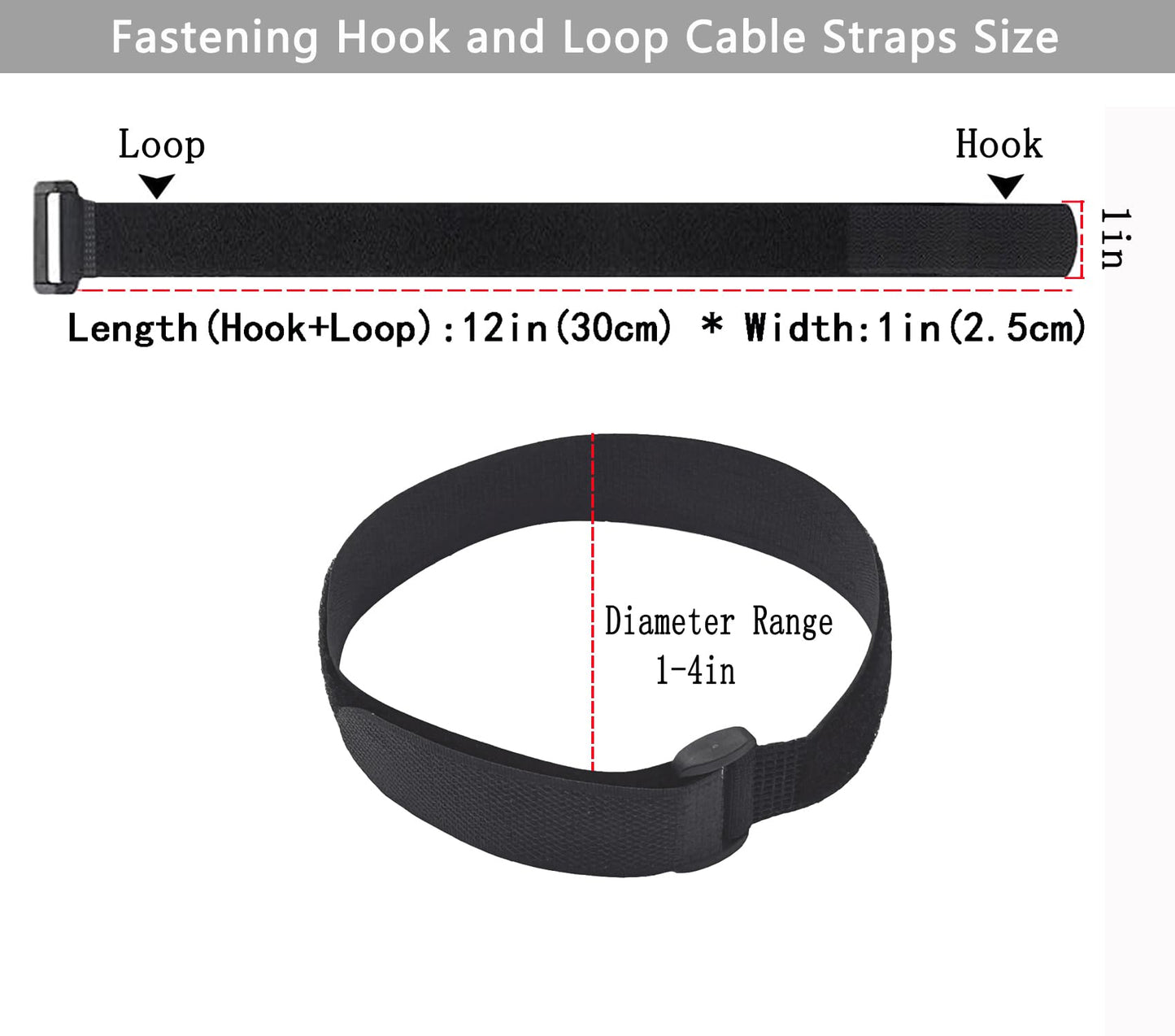 HUAHAITGCH 20 Pack (12 x 1 Inch) Reusable Fastening Cable Straps,Adjustable Multi-Purpose Hook and Loop Straps Nylon Cable Ties for Wire Cable Management Home Office Garage Outdoor Organization