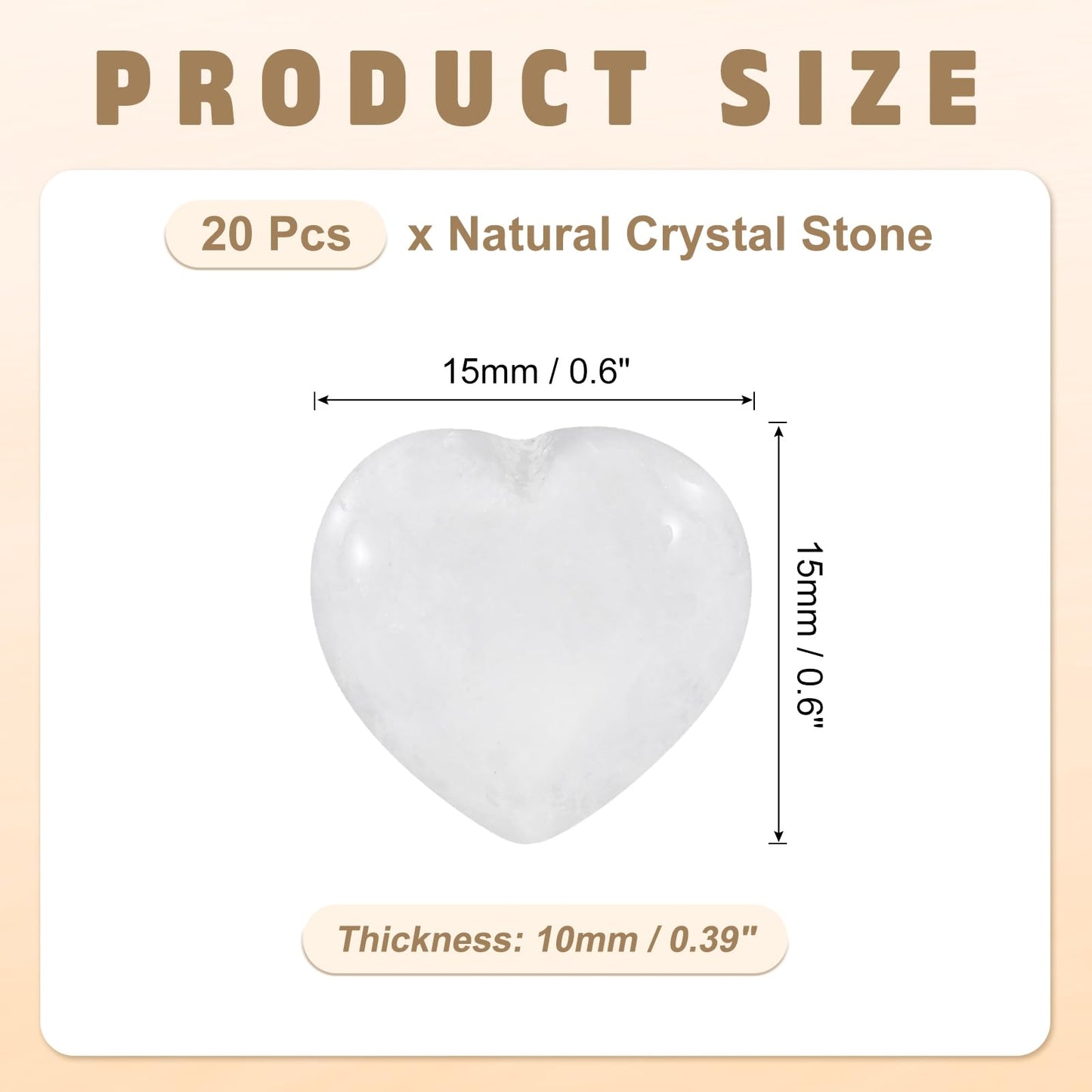 PATIKIL 20Pcs Natural Heart Shaped Crystal Stone, 0.6 Inch 3/8" Thick Mini Polished Love Gemstone Crystal, Pocket Rock Engraved Worry Stones for Women Gifts Meditation, Clear Quartz