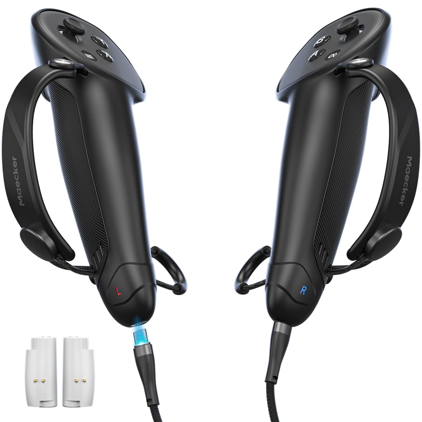 Maecker Charging Controller Grips for Meta Quest 3S for Quest 3 Controller Straps with Rechargeable Battery for Quest 3S/3 Accessories