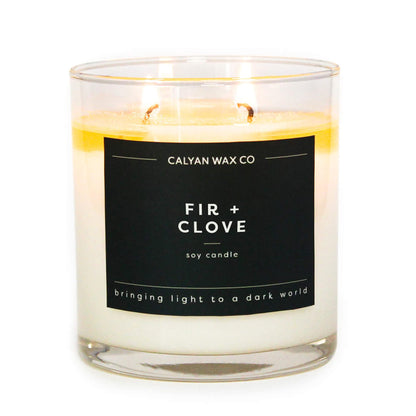 Calyan Wax Co. Fir & Clove 2 Wick Scented Candle - 37 Hour Burn - Luxury Clean Soy Wax Candles - Long Lasting Large Glass Jar Candle for Home - 8.8oz