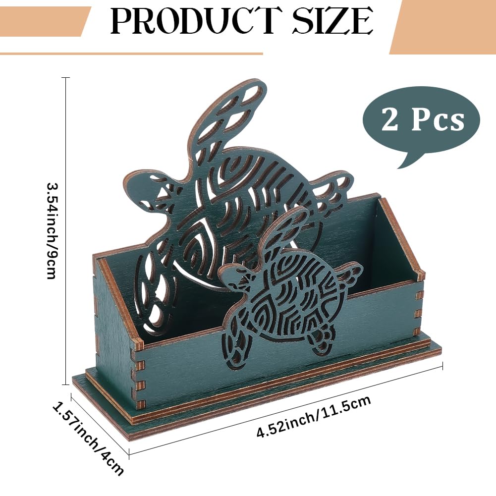 CREATCABIN Sea Turtle Business Card Holder for Desk Wooden Decorative Business Cards Display Stand Green Open Postcard Organizers for Desktop Office Home Tabletop Exhibition Decor 4.5x1.6x3.5Inch