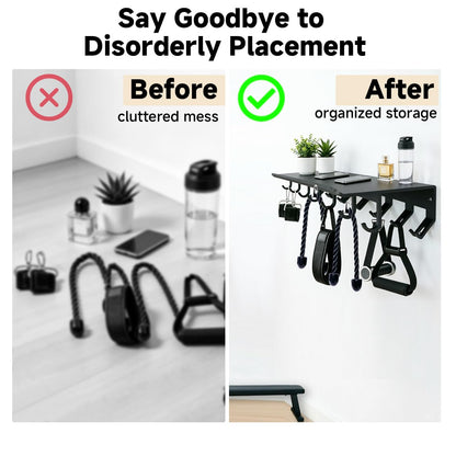 Dafftos Floating Shelf Compatible with Tonal Accessories Home Gym Storage Rack Wall Mount Resistance Band Organizer Workout Metal Holder Hook T-Bracket Lock Adapters Hanger Equipment Fitness