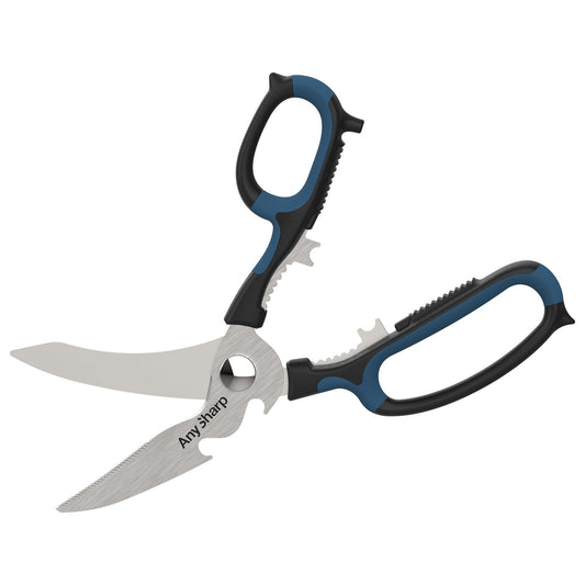 AnySharp 5-in-1 Multi-Function Kitchen Shears - Kitchen Scissors Heavy Duty with Hardened Steel Blades - Cut Chicken Bones and Thick Fabrics - Grip for Both Left and Right Handed - Dishwasher Safe