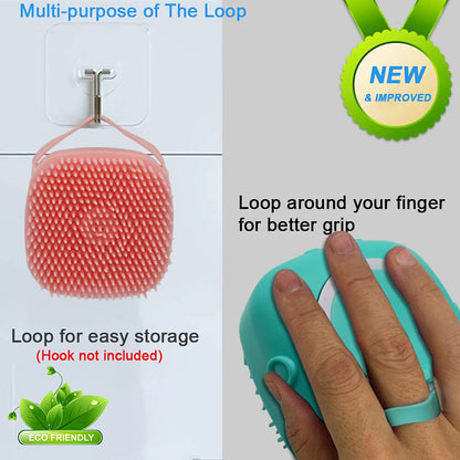 Dog Scrubber for Bath, Pet Grooming Bath Massage Brush with Soap Dispenser for Shower, 3 Pack Silicone Exfoliating Brushes, Soft Body Exfoliator, Bath Loofah for Babies, Kids, Women, Men and Pets