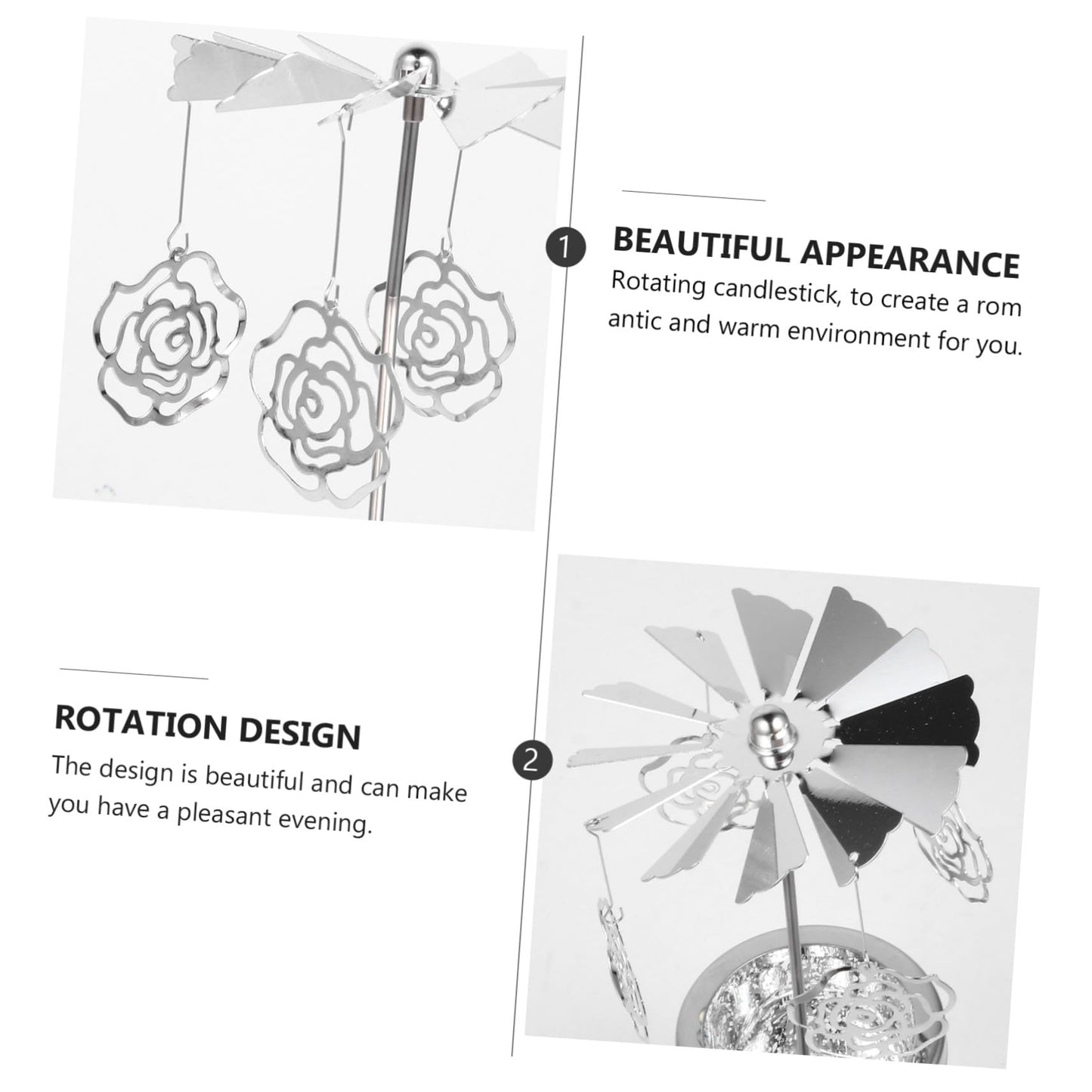 CONGARTENO Rotating Metal Candlestick Holder with Dangling Pendants Romantic Dinner Cup Carousel for Home Wedding Christmas Table Decor Spinning Centerpiece for Party Ambiance
