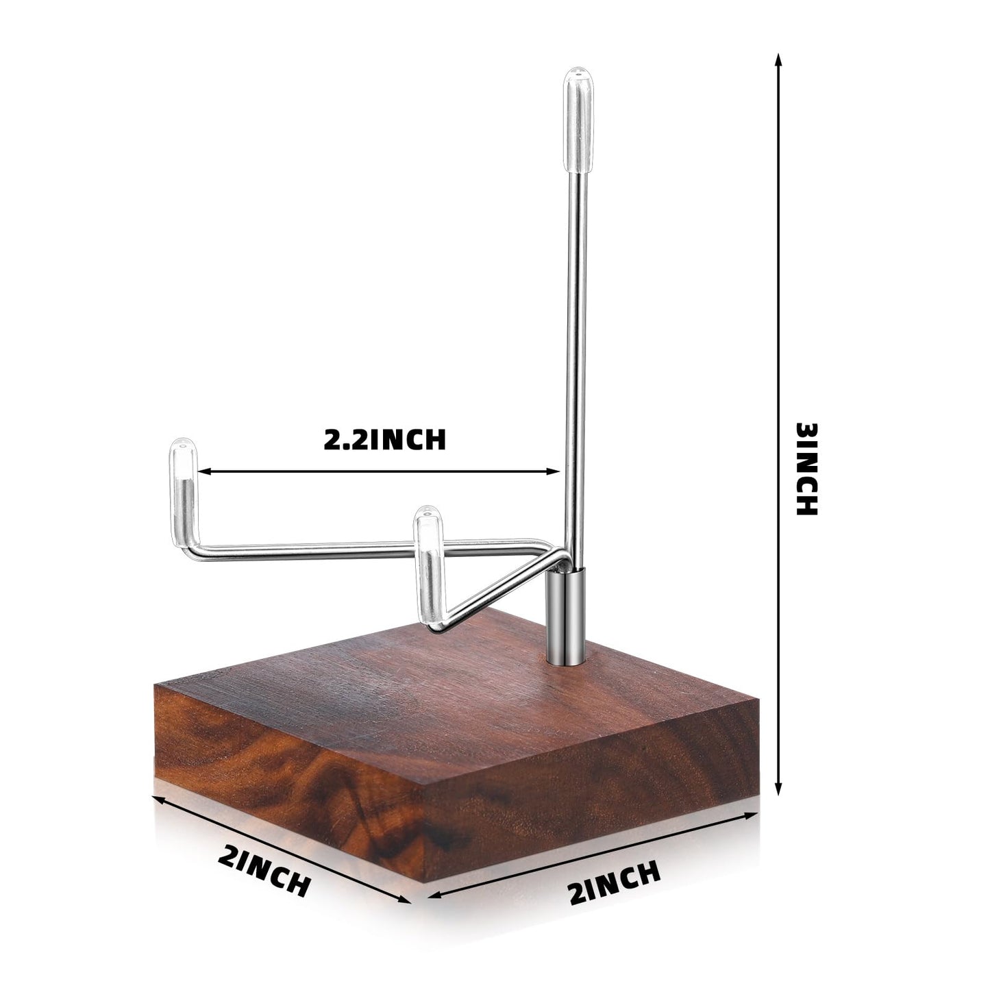 Wenqik 4 Pcs Crystal Display Stand Rock Display Stand Adjustable Metal Arms with Wooden Base Geodes Rock Agate Mineral Easel Holder for Collectibles(1.97 x 1.97 x 3.15 Inch,Silver)