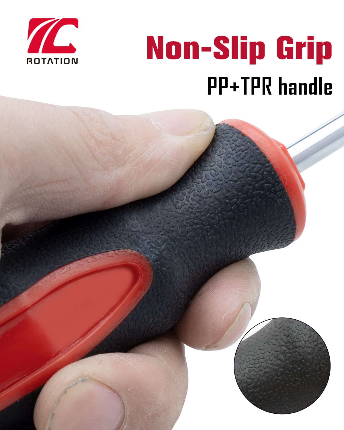 ROTATION 6 Piece Magnetic Tip Screwdriver Set 3 Phillips and 3 Flat Red Tip Red Glossy S2 Steel