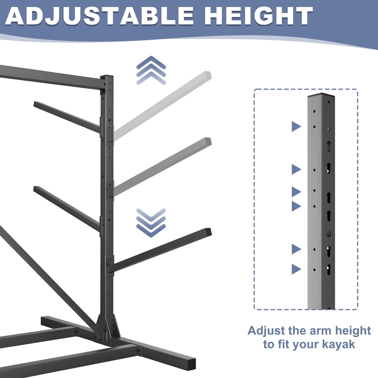 WALMANN Garage Kayak Rack, Heavy-Duty Metal Kayak Storage Rack 4-Tier Adjustable Freestanding Kayak Stand