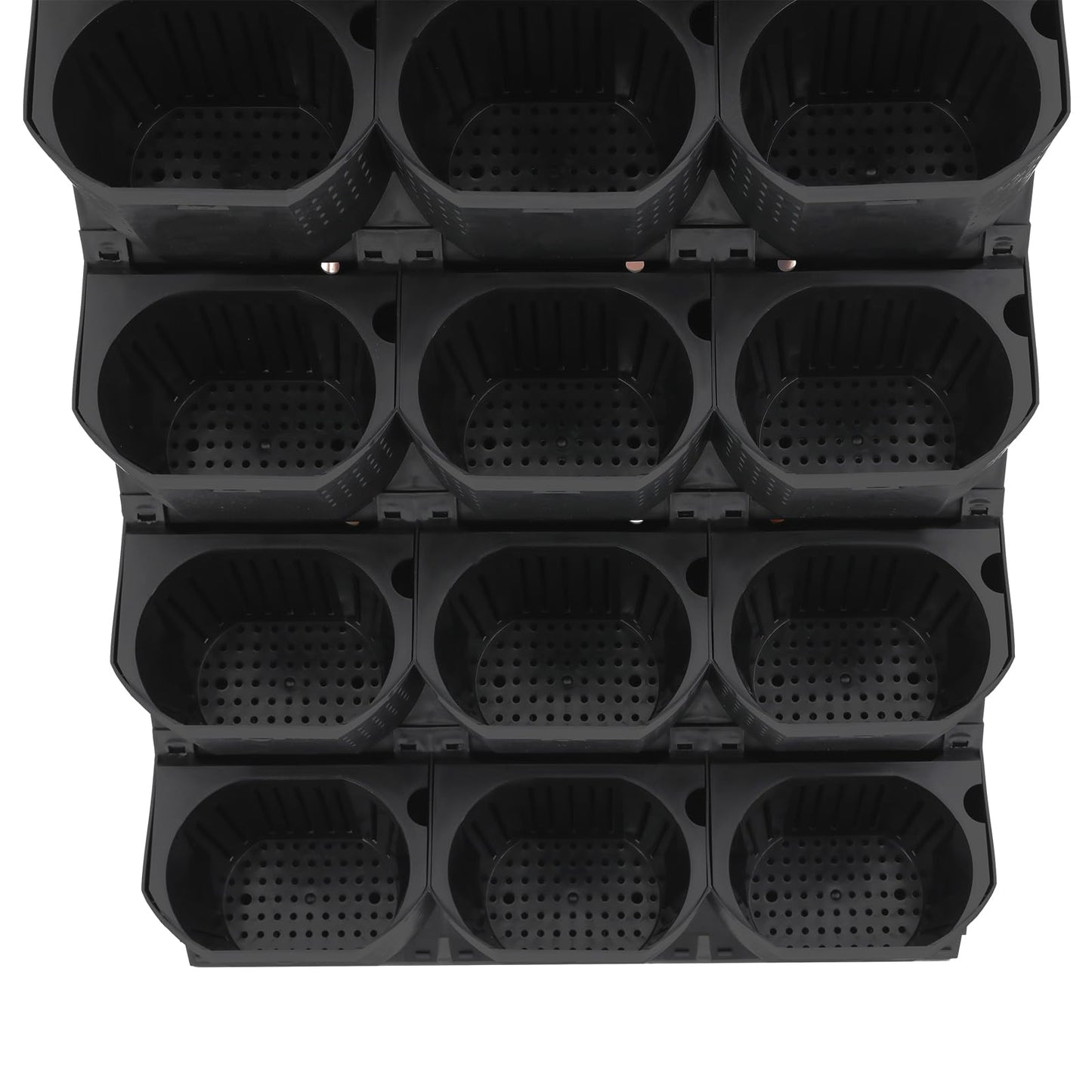 kunghei 36-Pot Wall Mounted Planter – Vertical Wall Planter with Water Storage Layer, Stackable Flower Pot Holder for Indoor Outdoor Garden Balcony (12 * 3-Pot) (Black)