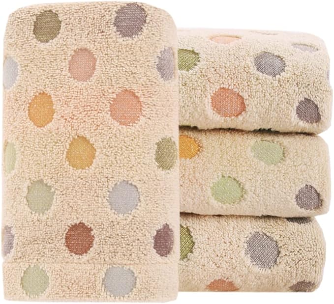 Pidada Hand Towels Set of 4 Colorful Polka Dot Pattern 100% Cotton Soft
