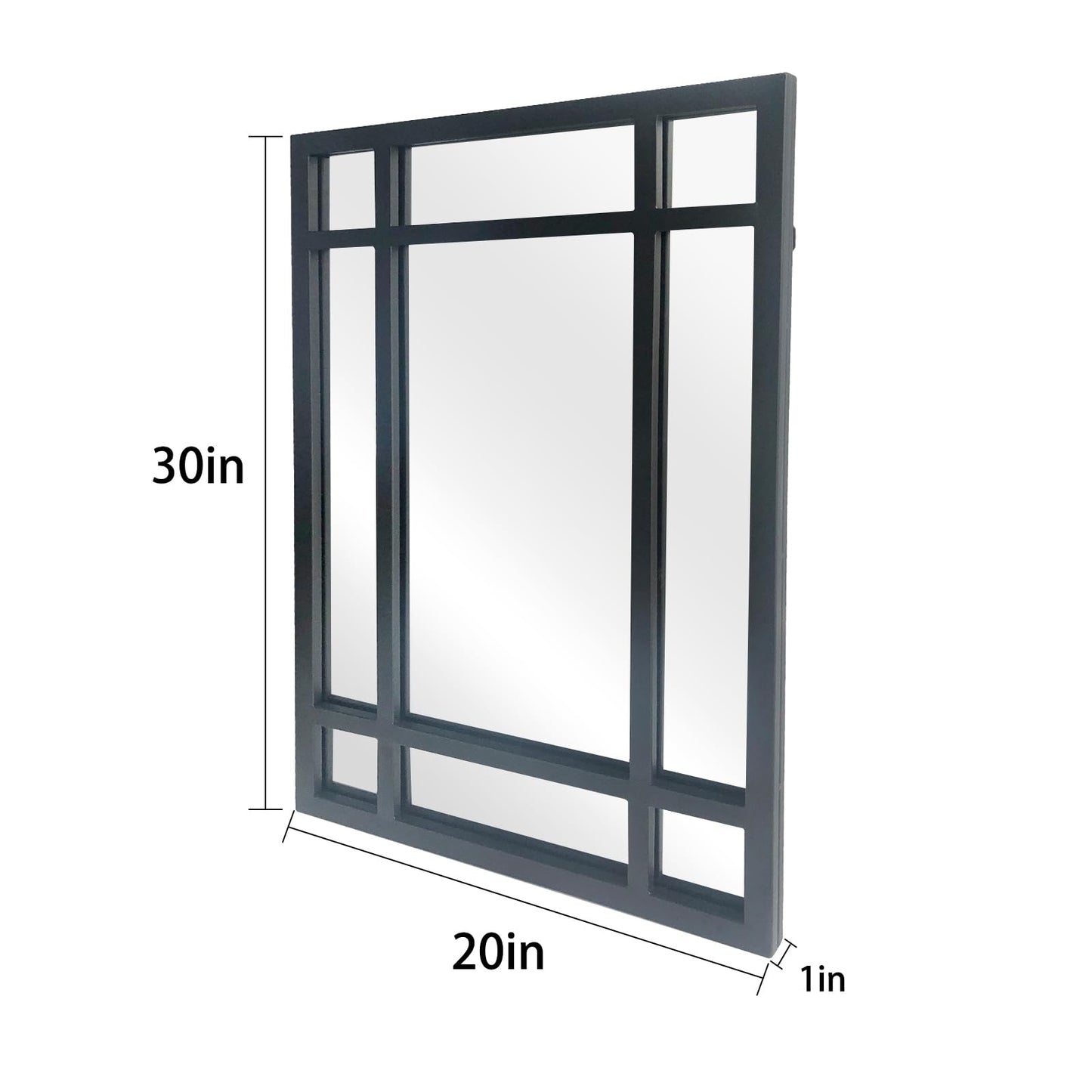 HQiJun Black Rectangle Mirror, Farmhouse Decorative Wall Mirror for Entryway, Living Room, Bedroom, Hallway, Fireplace, Accent Wall Decor (Black1, 30" x 20")