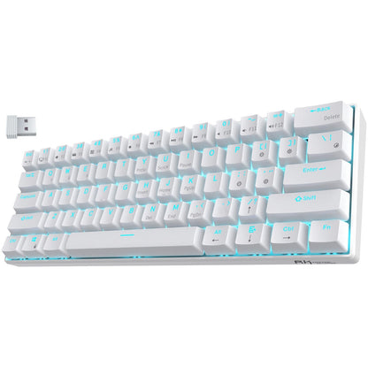 RK ROYAL KLUDGE RK61 Wireless 60% Triple Mode BT5.0/2.4G/USB-C Wired Mechanical Gaming Keyboard, Compact 61 Keys Bluetooth Mechanical Keyboard with Software (Hot Swappable Blue Switch, White)