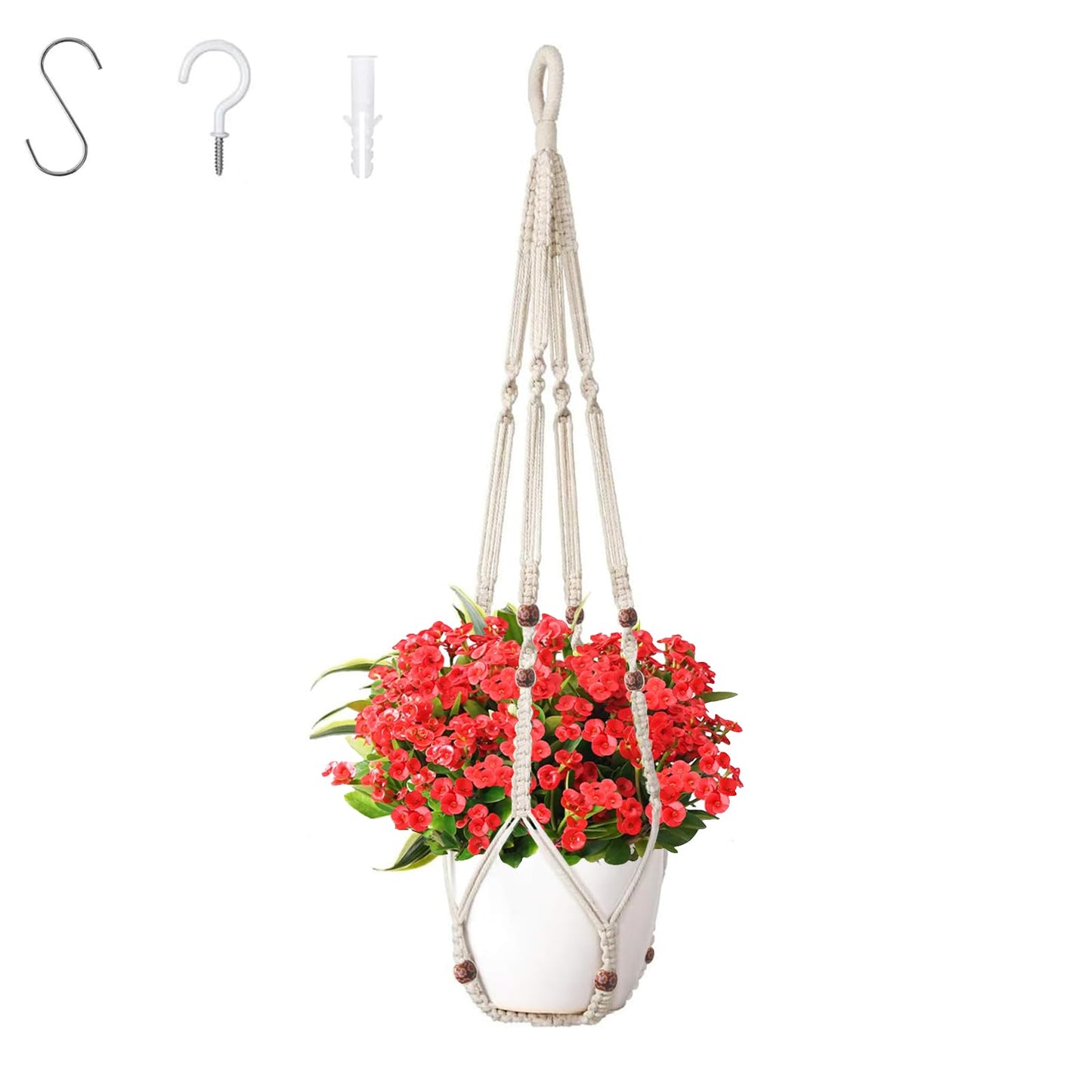 43 Inch Macrame Plant Hanger Large,Heavy Duty Indoor Hanging Plant Holder for Plants Pots Hangers for Live Plants,Outdoor Garden Home and Boho Wall Home Ceiling Decor,2 Set(Planter Pot Not Included)