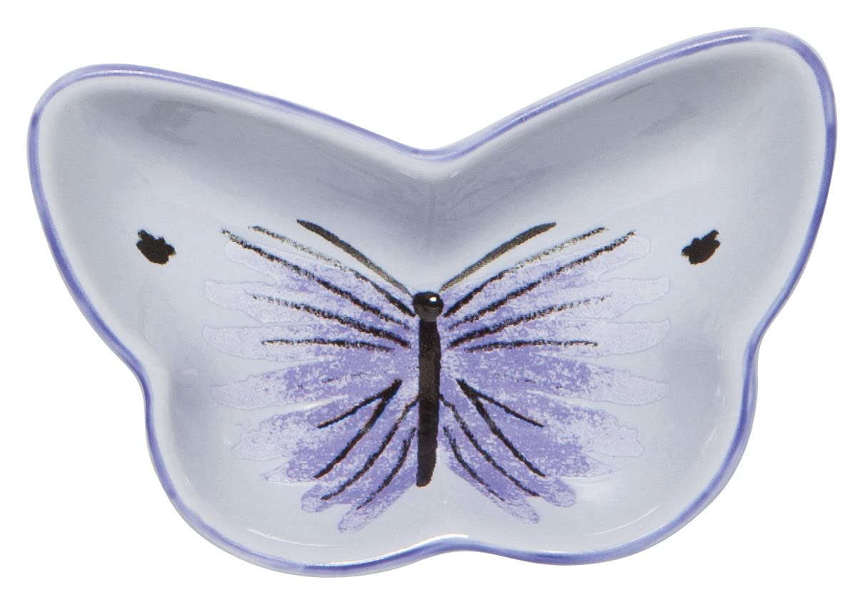 Now Designs Meadow Butterfly Shaped Ceramic Pinch Bowl Set, Soy Sauce Dish, Set of 6