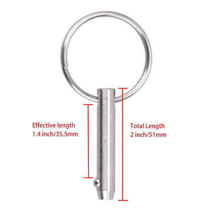 Quick Release Pin Bimini Top Pin Diameter 0.25 Inch, Total Length 2 Inch, Effective Length 1.5 Inch Full 316 Stainless Steel (4 Pieces)