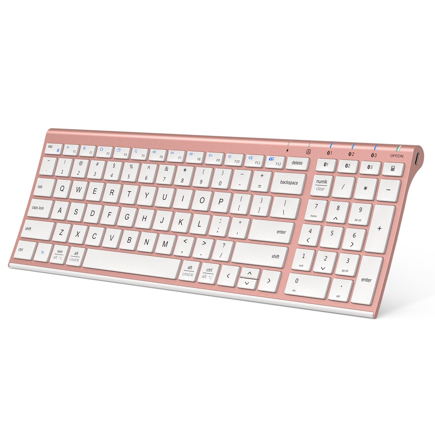 iClever BK10 Bluetooth Keyboard, Universal Bluetooth 5.1 Wireless Keyboard with Number Pad, Ergonomic Design, Multi-Device Compatibility, Stable Connection for Mac, iPad, iPhone, Android, Windows