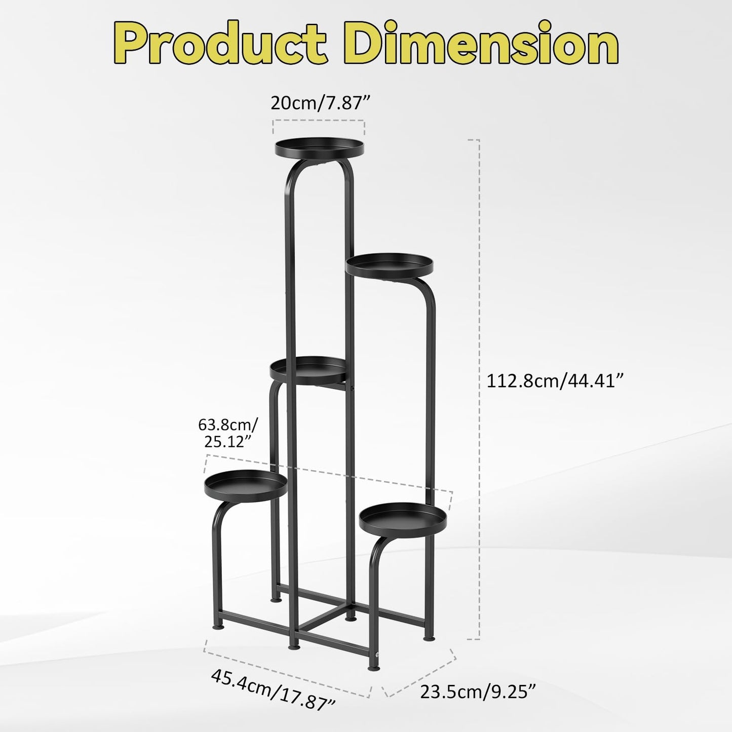 Gupeaoi 5 Tier Indoor Plant Stand Corner Metal Flower Shelf, Tiered Planter Display Shelves Orchid Rack for Patio, Balcony, Porch, Garden, Living Room,Space Saving & Multifunctional Black