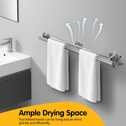 24 Inch Towel Bar for Bathroom Wall, Stainless Steel Towel Rack Wall Mounted