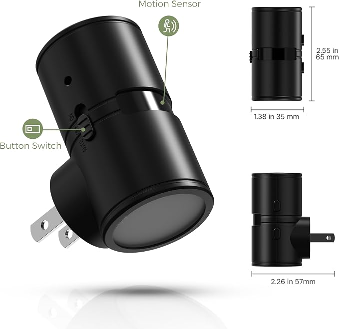 L LOHAS LED Motion Sensor Night Light, Mini Motion Activated Night Lights Plug into Wall, Rotating Motion Sensor Light Indoor, Amber-3000K-5000K, 10%-50%-100% Lumen, Hallway Bedroom Stairway, 2 Pack