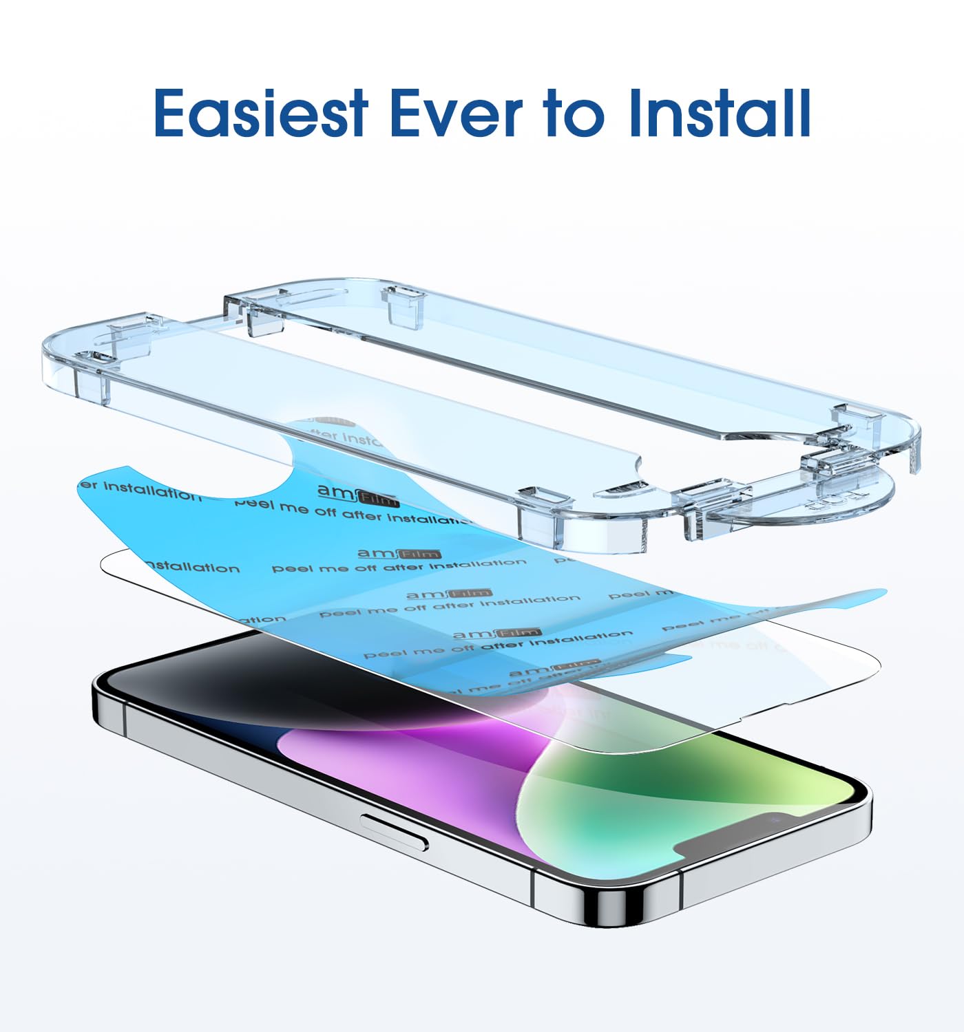 amFilm Auto-Alignment OneTouch for iPhone 16 [6.1''] Screen Protector + Camera Lens Protector, Tempered Glass, 30 seconds Installation, Bubble Free, Case Friendly, Anti-Scratch [2+2 Pack]