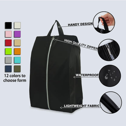6pcs Portable Shoe Organizer, Travel Pouches with Zipper, Golf Shoe Bags, Clothes Bags, Soccer Cleats Bag Shoe Pouch for Gym, Waterproof, Odor-Resistant (Black)