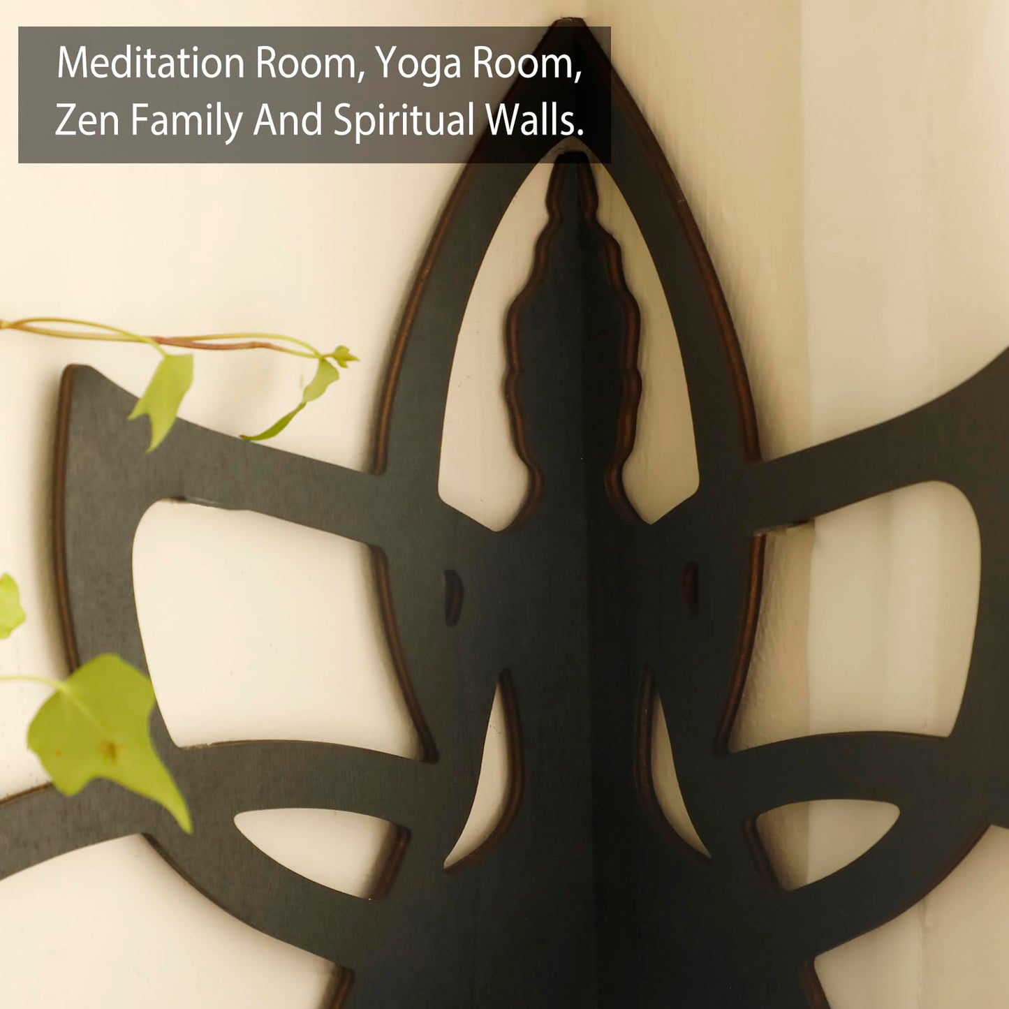 Artilady Crystal Shelf Display - 2 Pcs Lotus Buddha Floating Shelves for Wall Corner Floating Shelves for Crystals and Stone Display Bedroom Home Decor Aesthetic Witchy Gift for Women