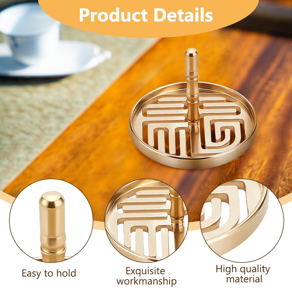 WEBEEDY 5Pcs Incense Making Kit Brass Incense Tool Kit Set- Incense Spoon Incense Press Shovel Brush for Incense Burner Kit Yoga Meditation, Fu Character