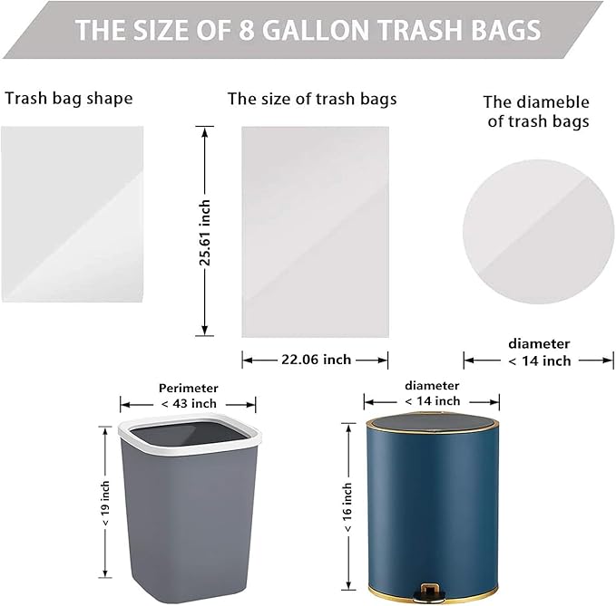 8 Gallon White Drawstring Trash Bags