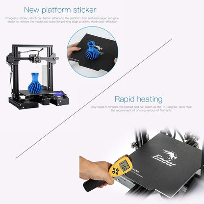 Official Creality 3D Printer Ender-3 FDM DIY Printers High-Precision Printing Stable Power Supply Rapid Heating Up Quality Extruder Resume Printing High-standard V-profile Printing Size: 220x220x250mm