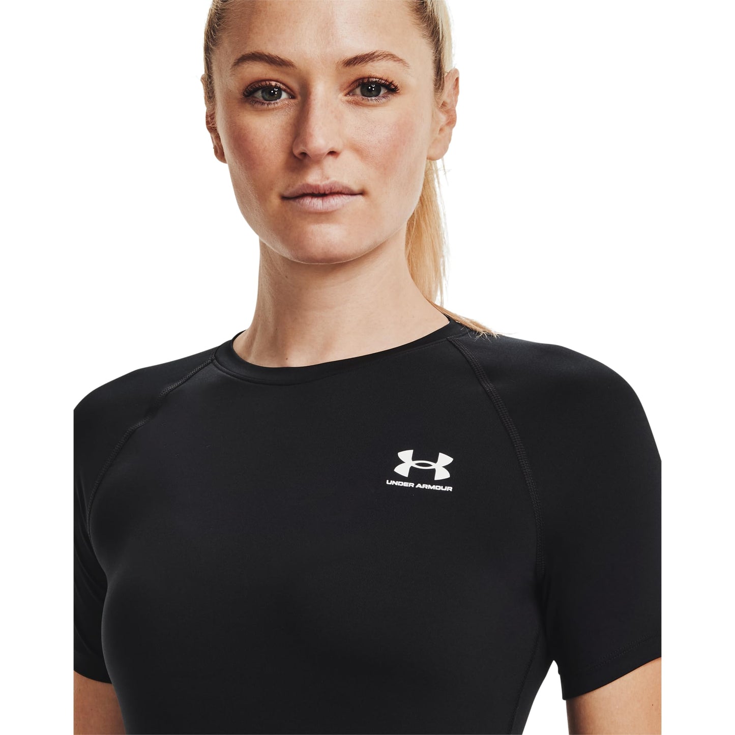 Under Armour Women's HeatGear Compression Short-Sleeve T-Shirt, Black (001)/White, Large