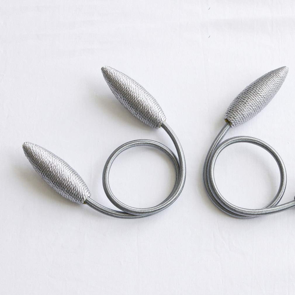 Valea Home 2 Pieces Curtain Tiebacks Clips Creative Window Drape Twist Tie Backs European Style Custom Made Curtain Holders Decorative Draperies Holdbacks, Silver Grey
