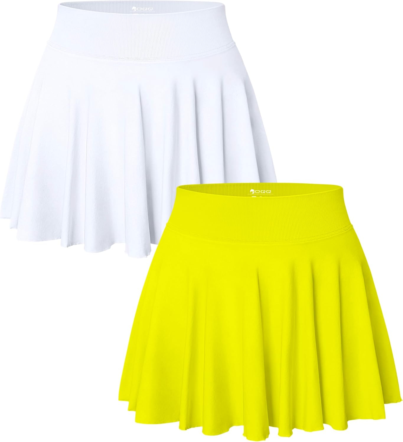 OQQ Women 2 Piece Skirts 2 in 1 Flowy Basic Versatile Stretchy Flared Casual Mini Skirts