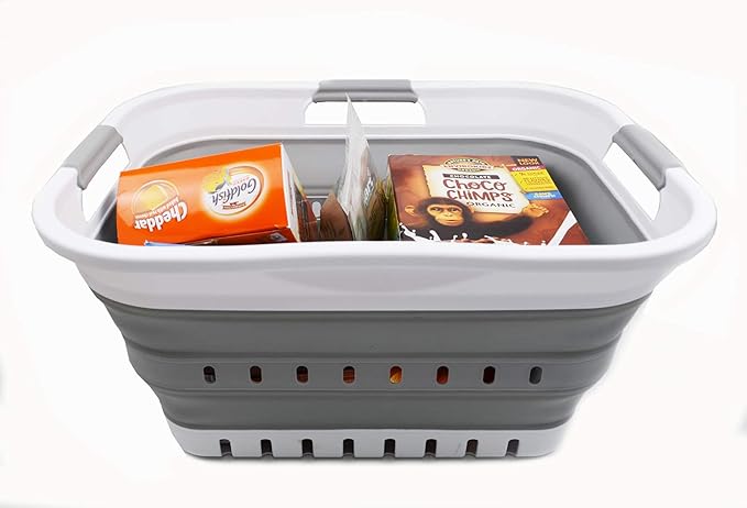 SAMMART 30L Collapsible 3 Handled Plastic Laundry Basket