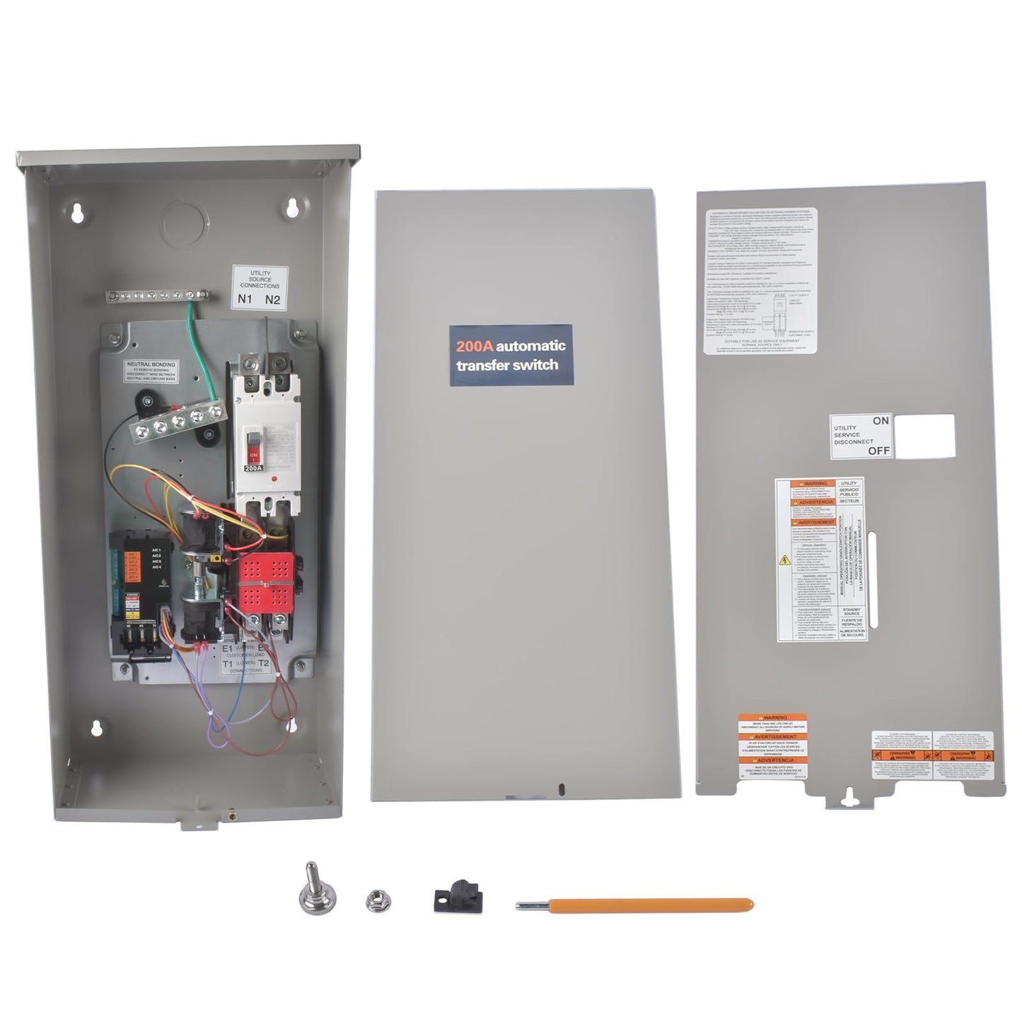 200 Amp Single Phase Generator Automatic Transfer Switch Compatible with Generac RXSW200A3, 120/240V, NEMA 3R Aluminum Enclosure, Indoor/Outdoor Use, Power Management Compatible