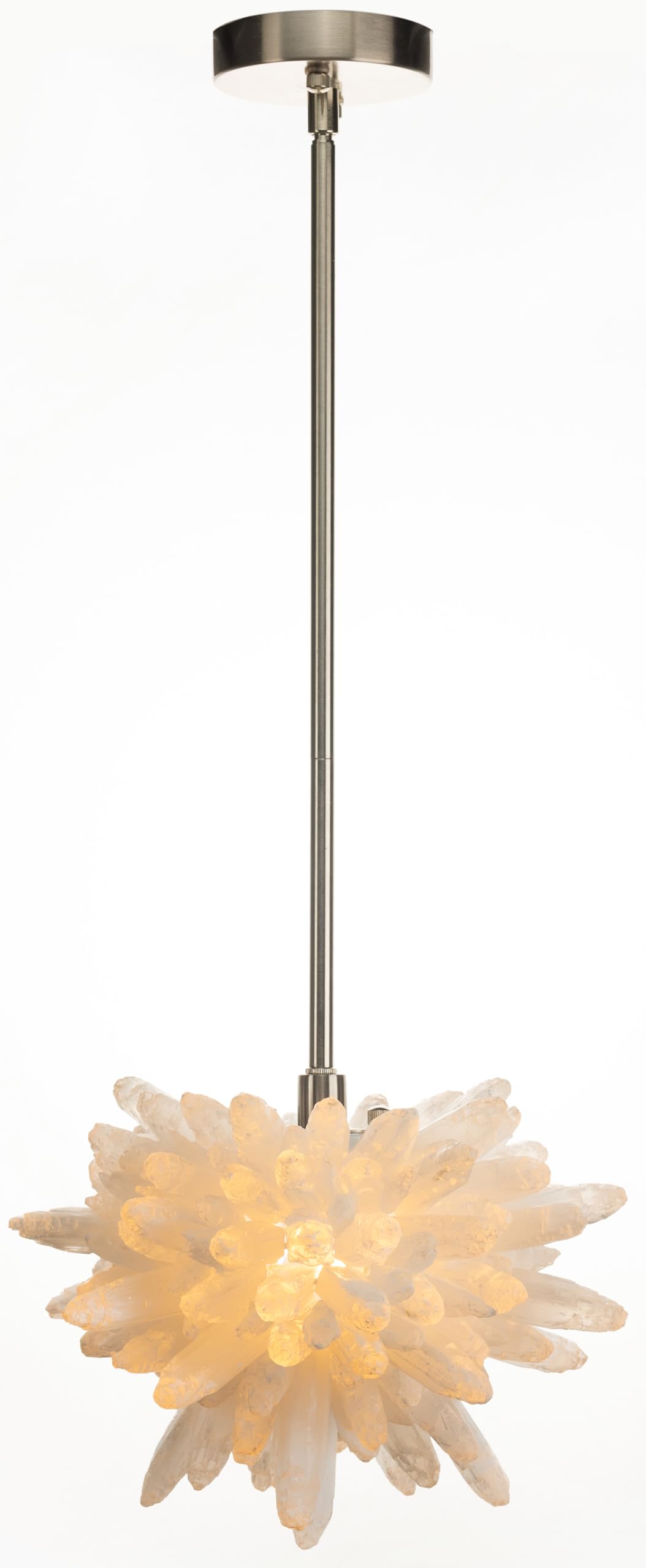 YeasHome Selenite Crystal Pendant Light, 12 Inches, White