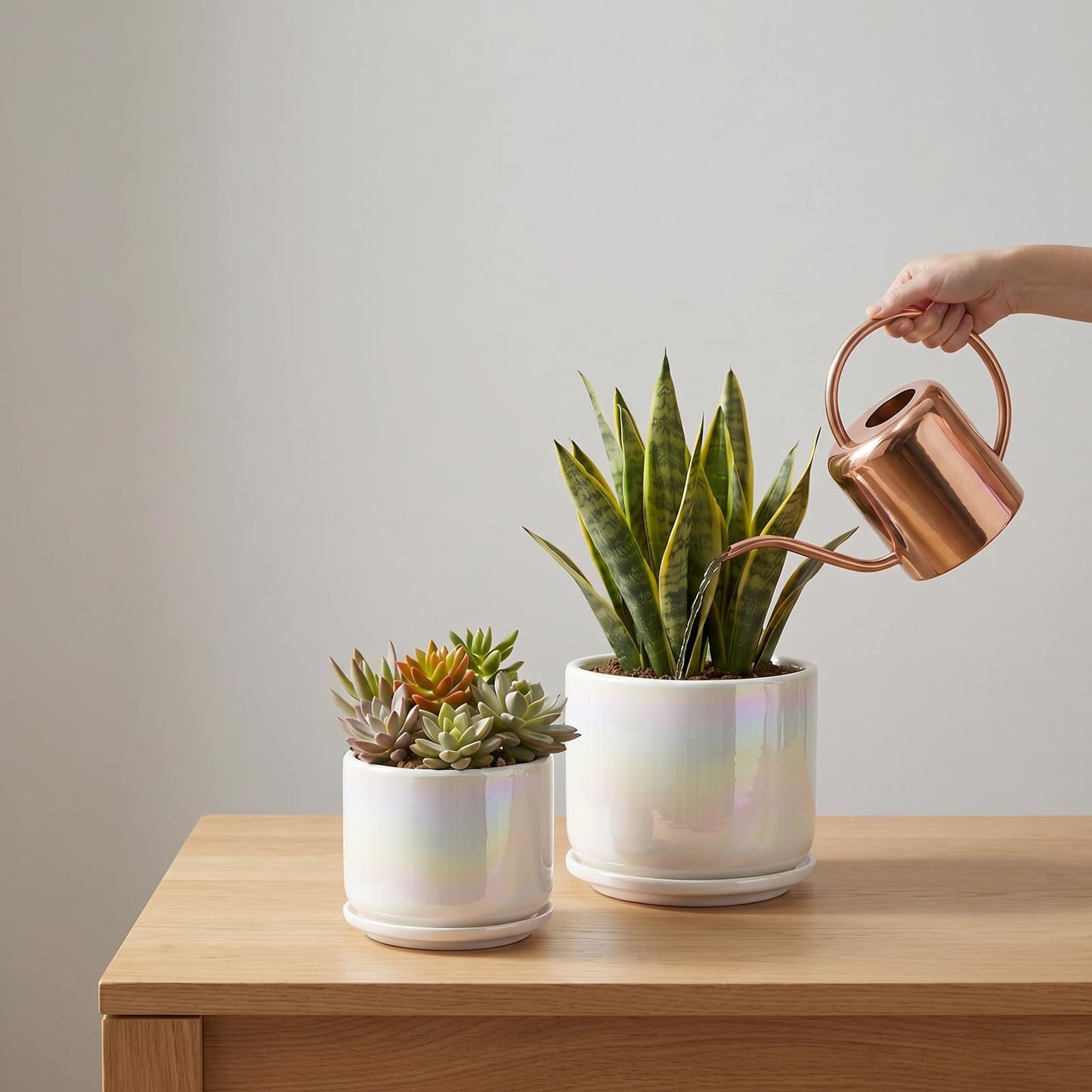 EFISPSS Plant Pots, 4+5+6 Inch Pots for Indoor Plants,Ceramic Planter Pot with Drainage Hole,Flower Pots for Succulent Cactus,Set of 3 - Rainbow Pearl Glaze