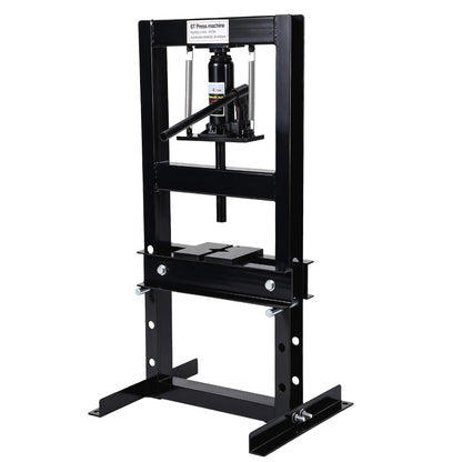 6 Ton Hydraulic h-Frame Shop Press, Heavy Duty Press with Adjustable Table & Stamping Plates for Auto Repair, Garage, Metalworking, Industrial Use - Black