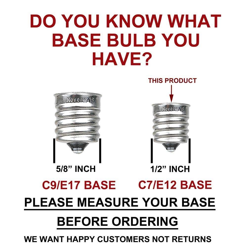 Novelty Lights Christmas Replacement Bulbs - Outdoor Individual Bulbs for Events, Holiday Parties, Patios, and More - C7/E12 Candelabra Base, 5 Watt Lights (Green, 25 Pack)