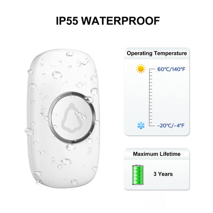 SECRUI Wireless Doorbell, Easy installation, Waterproof, Adjustable Volume, 58 Chimes, Colorful LED, 1000Ft Range, M520+F55, Black