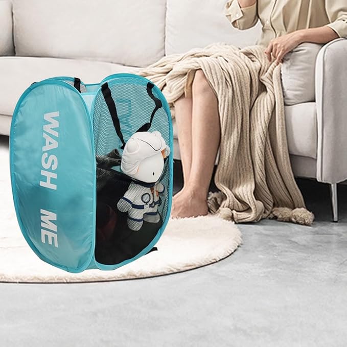 2Pack Mesh Pop Up Laundry Hamper, Foldable Laundry Basket