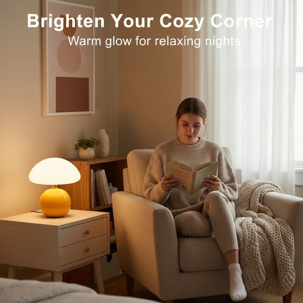 LONRISWAY Mushroom Lamp Table Lamp for Bedroom,Desk Bedside Small Lamps for Living Room Night Stands,Mushroom Decor Cute Mini Modern Mid Century Lamps,Unique Aesthetic Home Living Room Decor