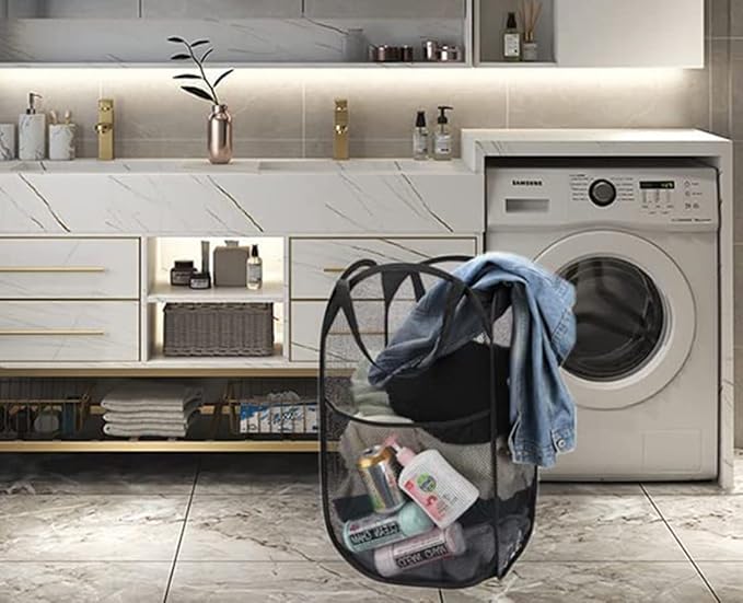 Pop Up Laundry Hampers, Collapsible Mesh Laundry Baskets
