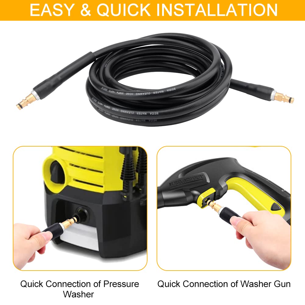 High Pressure Washer Replacement Hose for Karcher K2 K3 K4 K5 K6 K7 High Pressure Cleaner Hose, Click Type Plug Quick Connector and Release