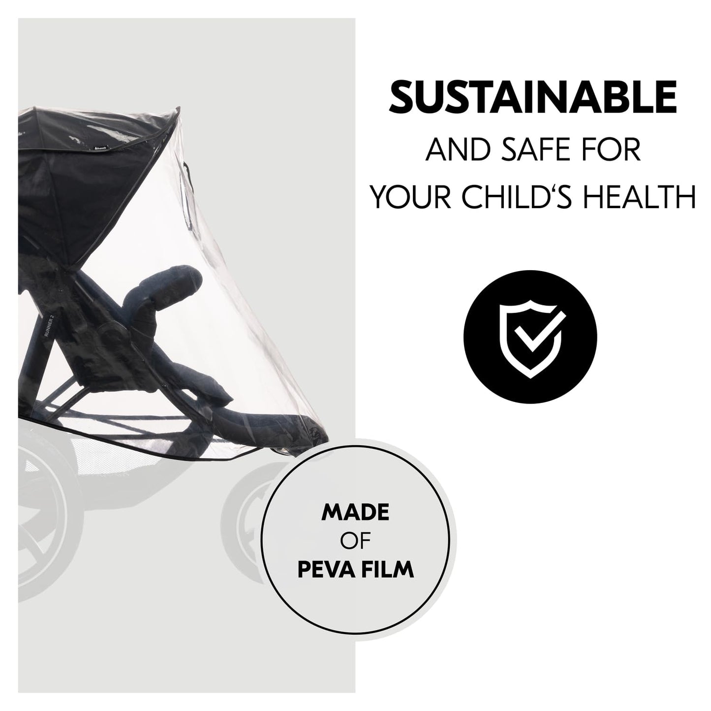 Hauck Universal 3 Wheel Raincover, Transparent - Fits 3 Wheeled Stollers, Pushchairs, Buggys & Prams, Waterproof & Durable, Reflective Trim