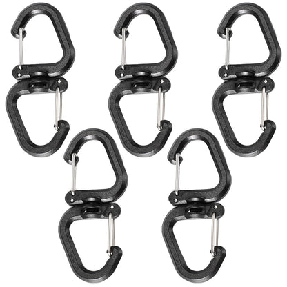 SquEqu 5 Pack Dual Locking Carabiner Clips with Double-Ended Wiregate Utility Hook Lightweight Swivel Snap Clasps Keychain Clip for Camping Hiking Backpack Backpacking Belt Loop Key Chain Flashlight