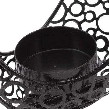 BSTiltion Moon Candlestick Holder Iron Hollowed Candle Holder with Elegant Design for Home Decor Wedding Christmas Decoration (Black)