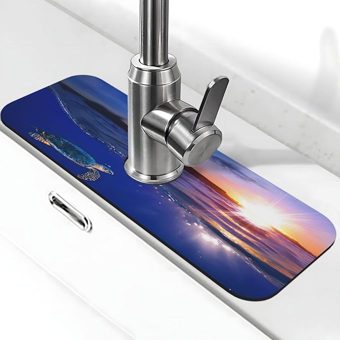 Sea turtle Kitchen sink faucet pad, strong water absorption, anti slip