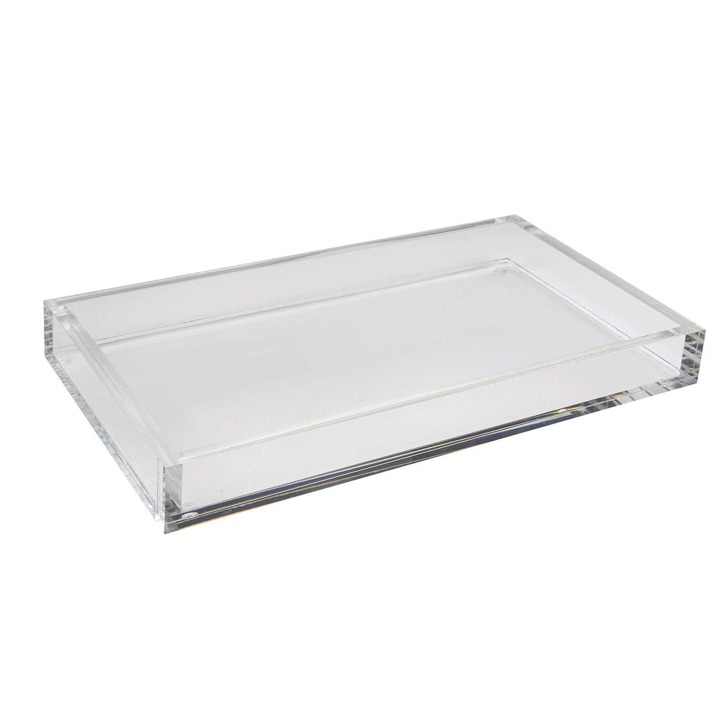 Tizo Design Elegant Lucite Tray, 12" x 8" Acrylic, Multiple Colors Available (Clear)