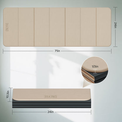 ONLYHE Foldable Yoga Mat Exercise Mat for Home Workout, Comfortable and Durable, 8mm Thick Portable Folding Mat, Non-Slip, Pilates Mat Thick, Outdoor Use, Meditation, Travel, Camping (71"x24" x 0.3") (Milk Coffee + Black)